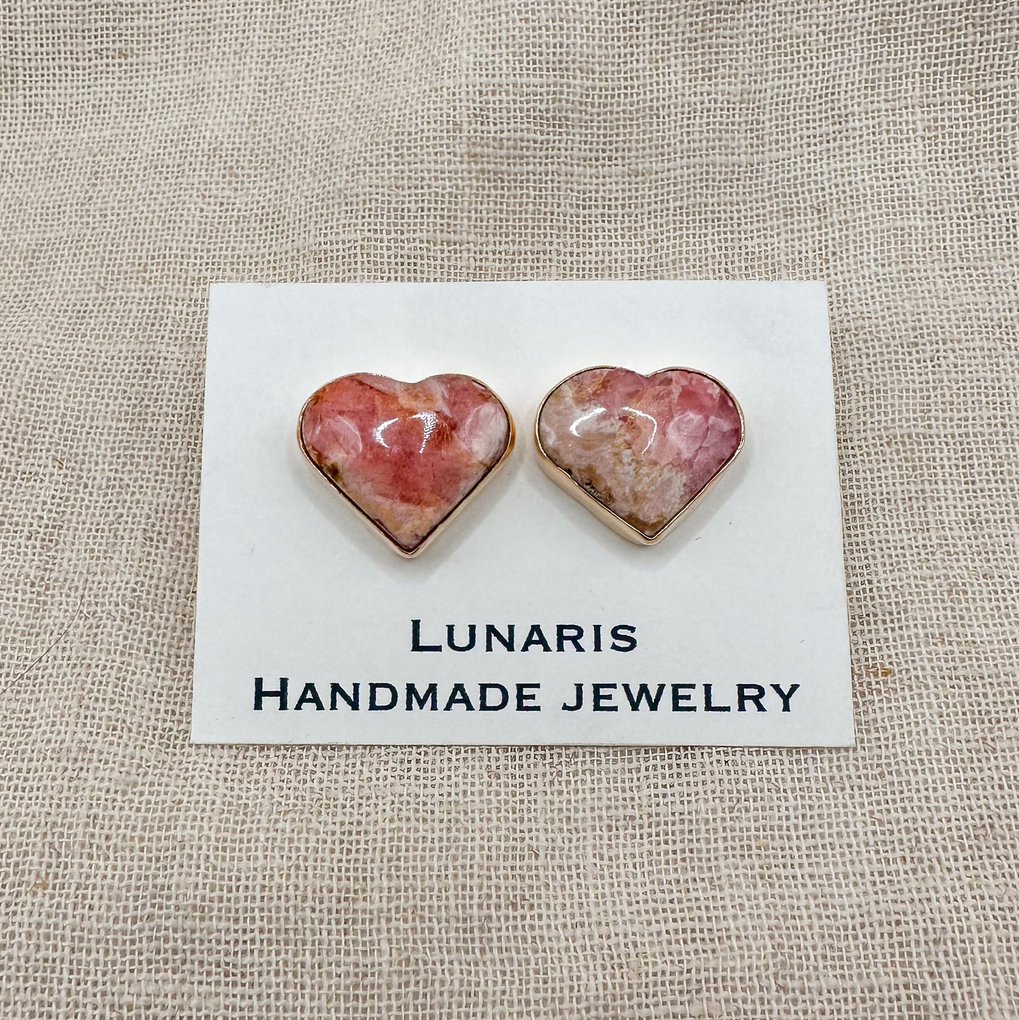 HEART SHAPED RHODOCHROSITE STUD EARRINGS