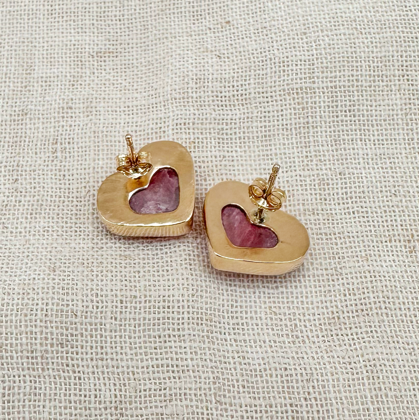 HEART SHAPED RHODOCHROSITE STUD EARRINGS