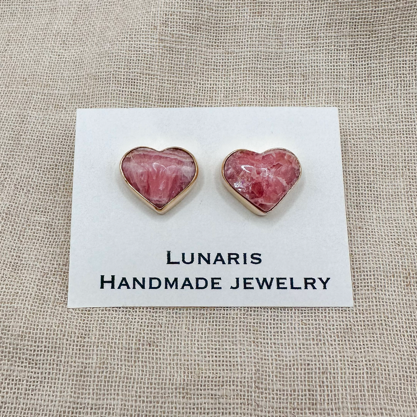 HEART SHAPED RHODOCHROSITE STUD EARRINGS