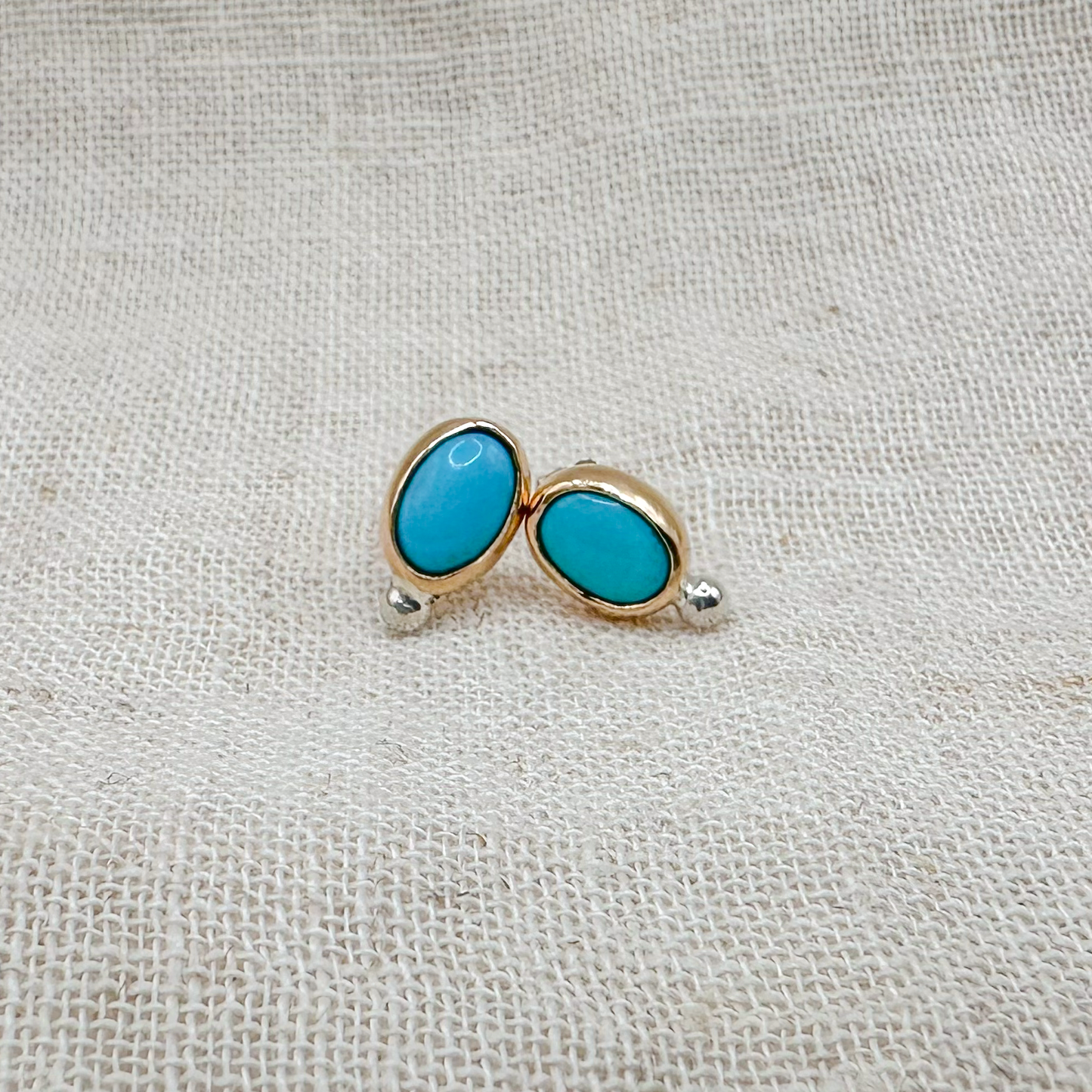 14K GF / 925 SILVER TURQUOISE STUD EARRINGS