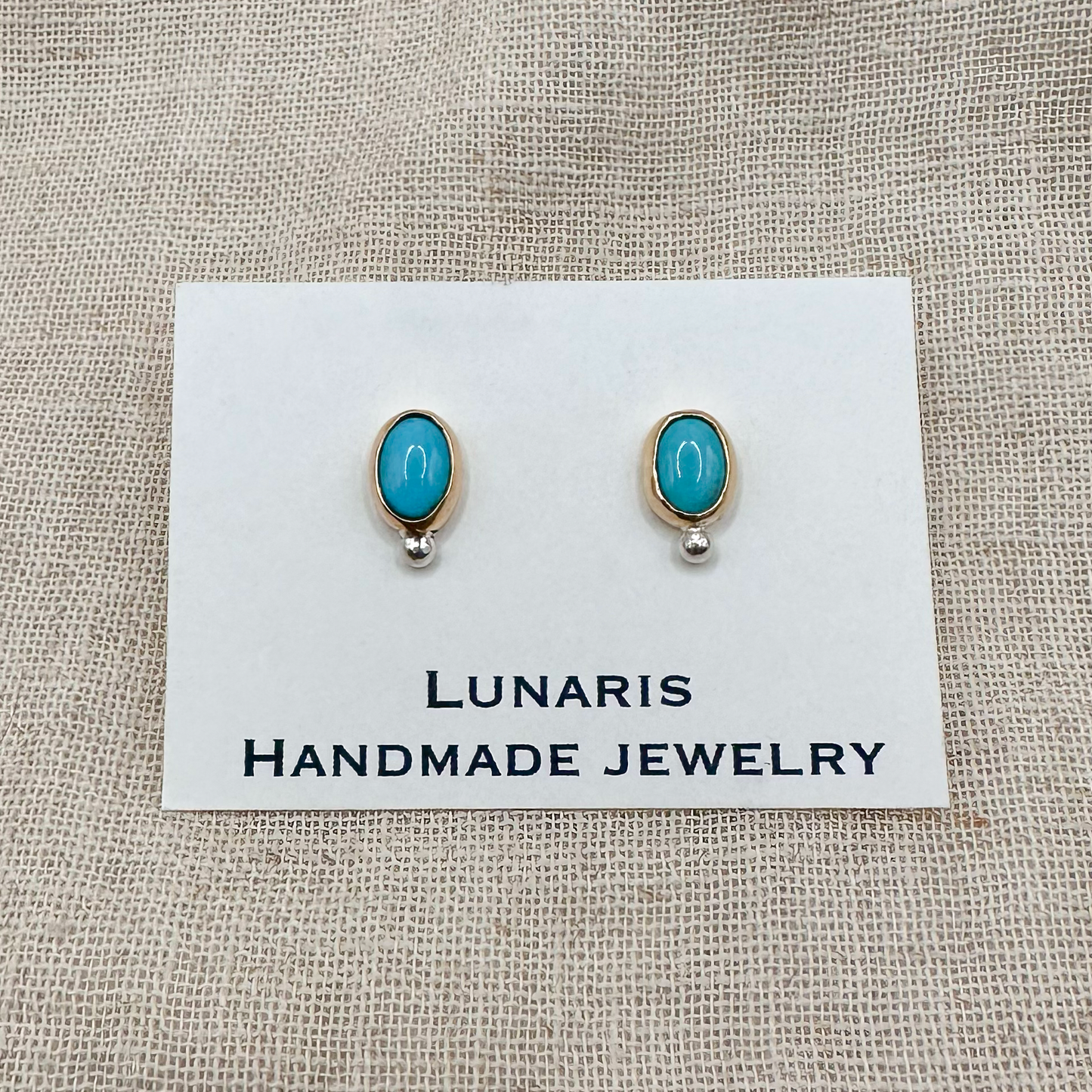14K GF / 925 SILVER TURQUOISE STUD EARRINGS