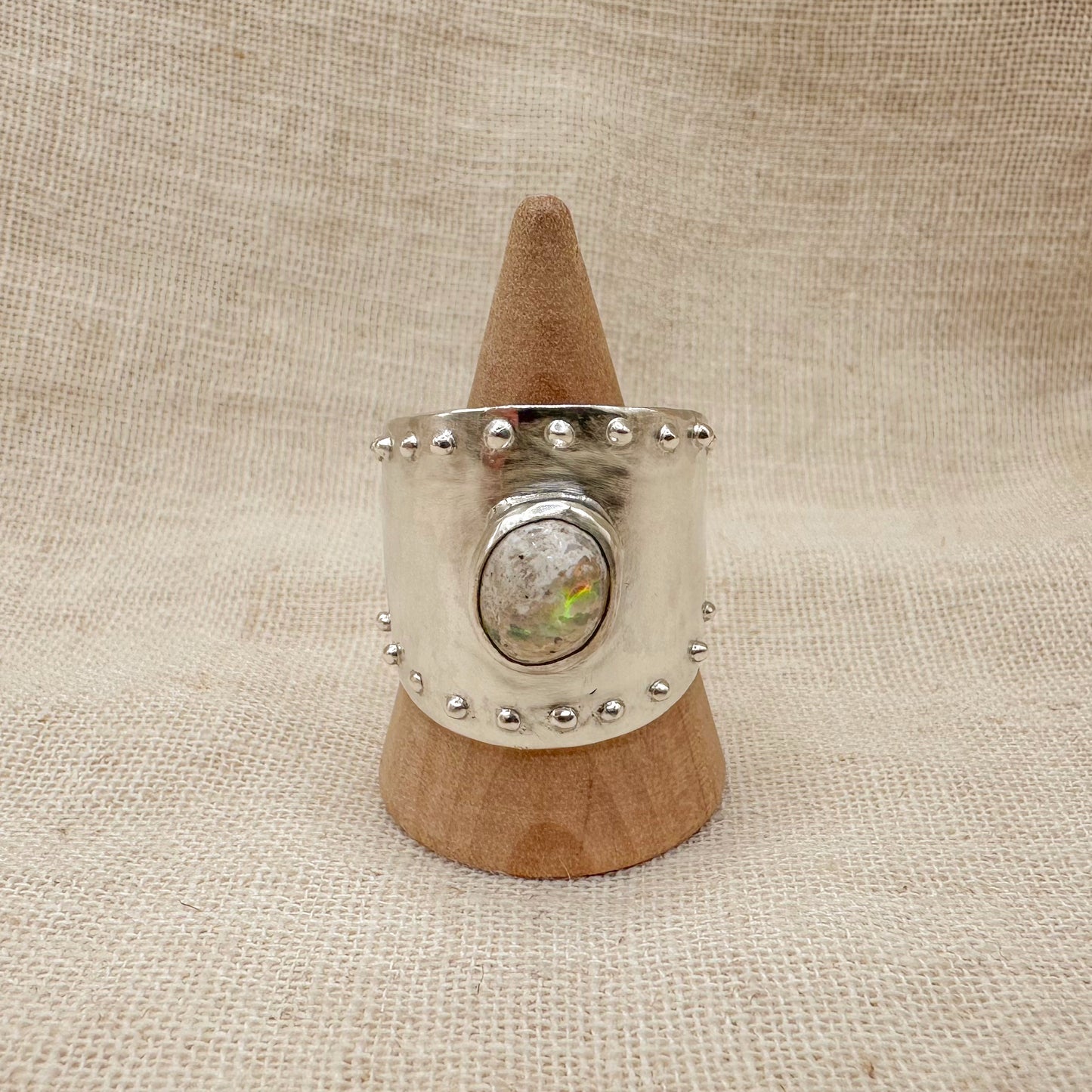 ADJUSTABLE MEXICAN FIRE OPAL RING
