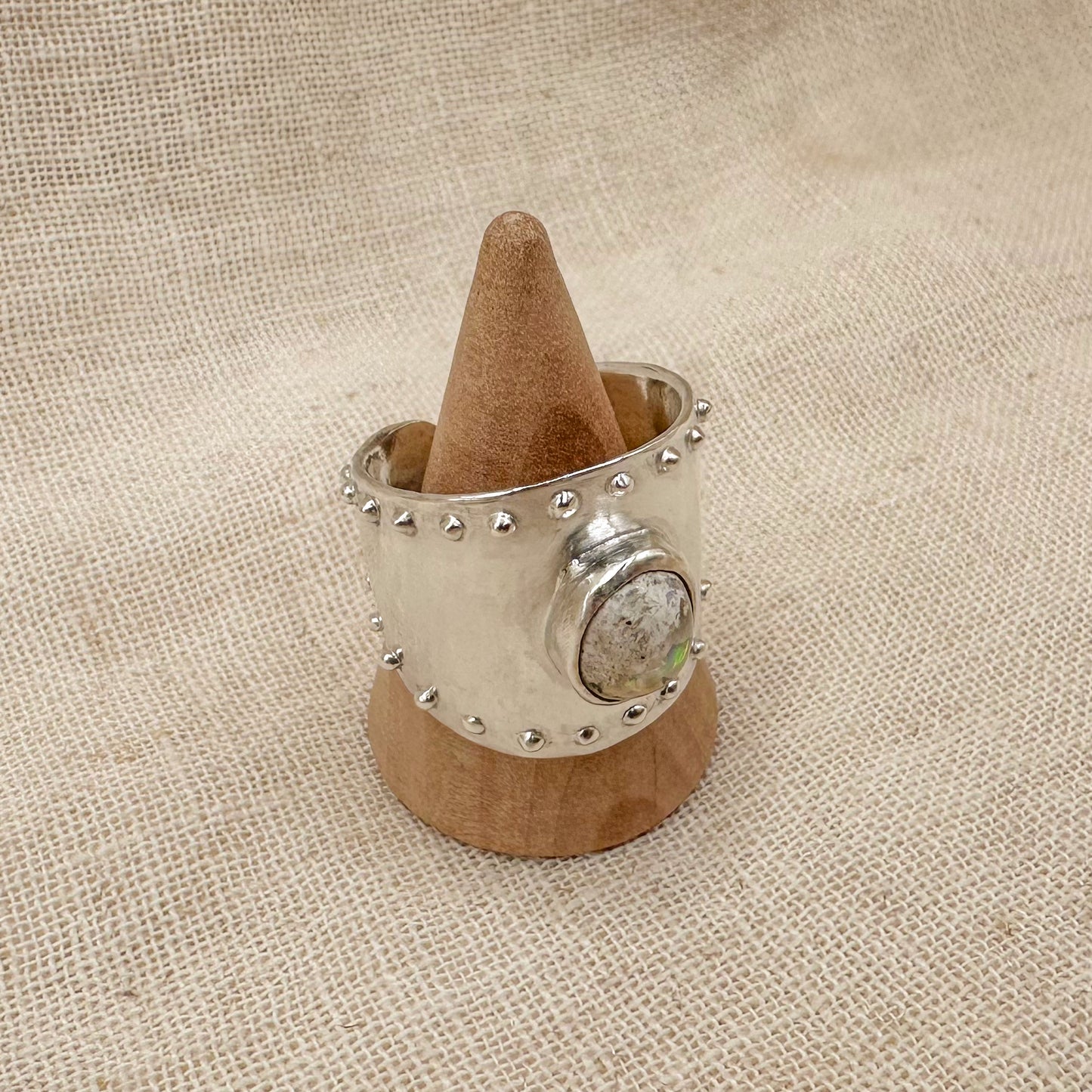 ADJUSTABLE MEXICAN FIRE OPAL RING