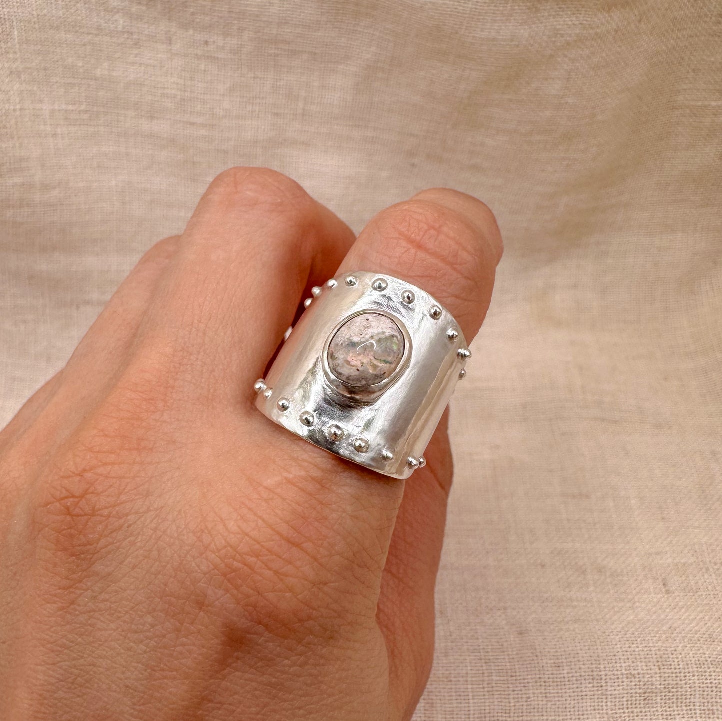 ADJUSTABLE MEXICAN FIRE OPAL RING