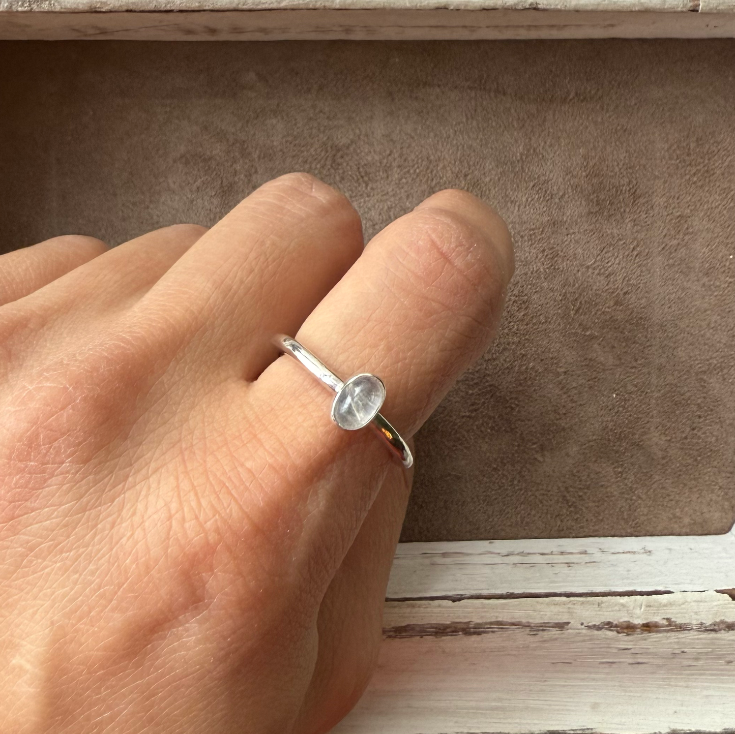 ADJUSTABLE GEM STONE STACKING RING