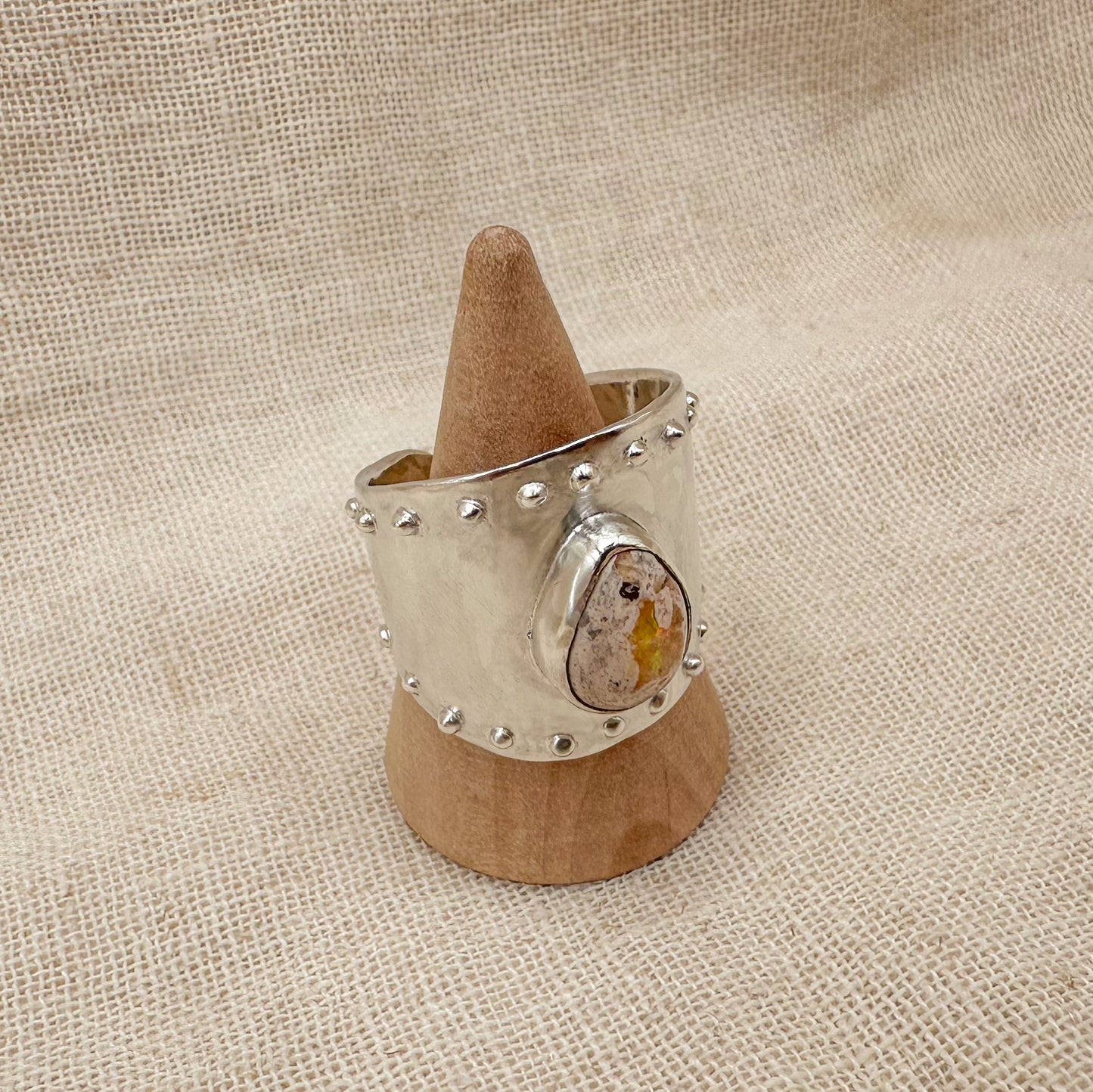 ADJUSTABLE MEXICAN FIRE OPAL RING