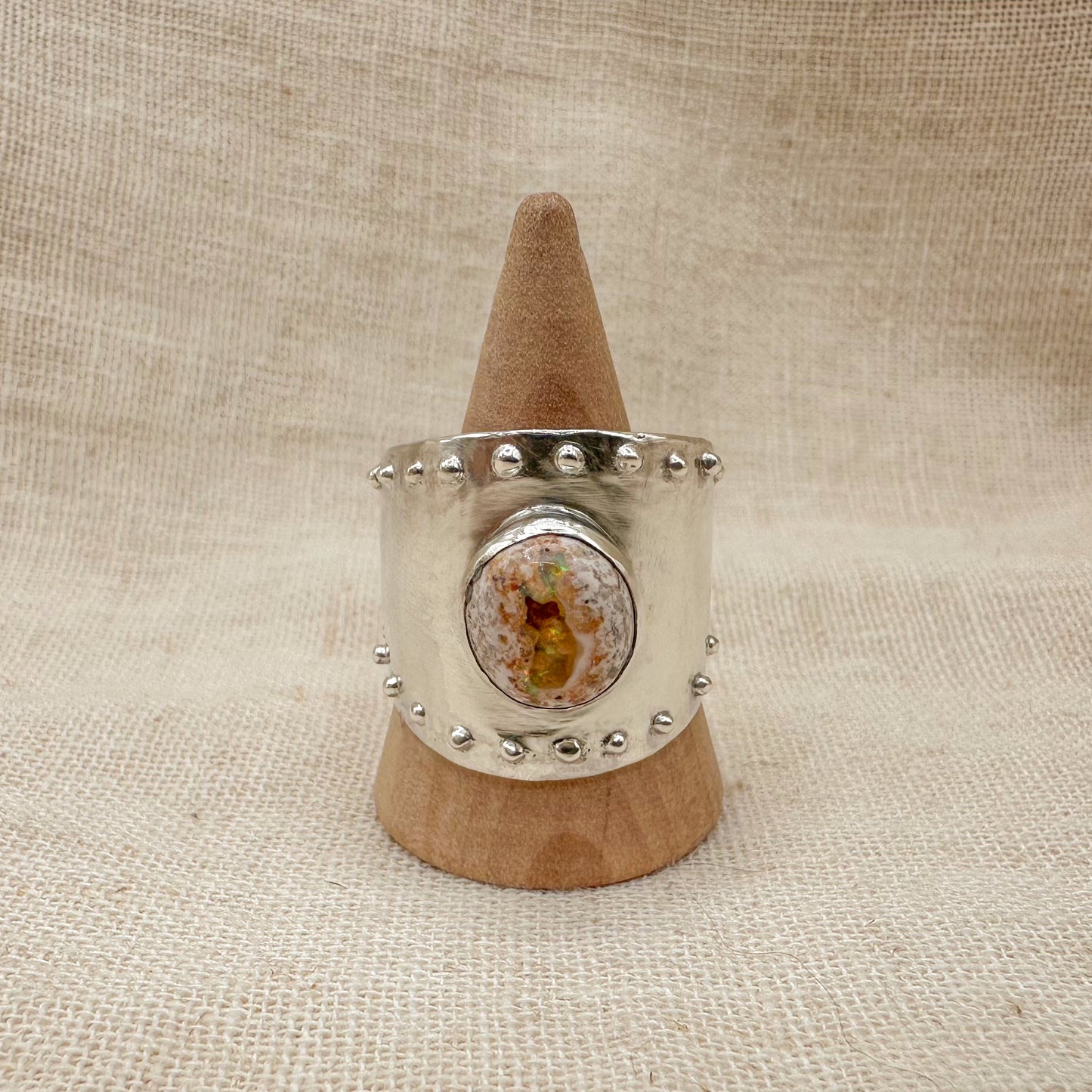 ADJUSTABLE MEXICAN FIRE OPAL RING