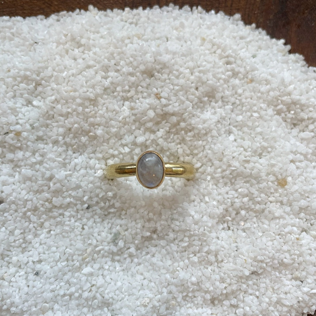 ADJUSTABLE GEM STONE STACKING RING