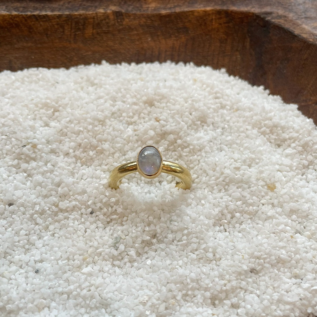 ADJUSTABLE GEM STONE STACKING RING