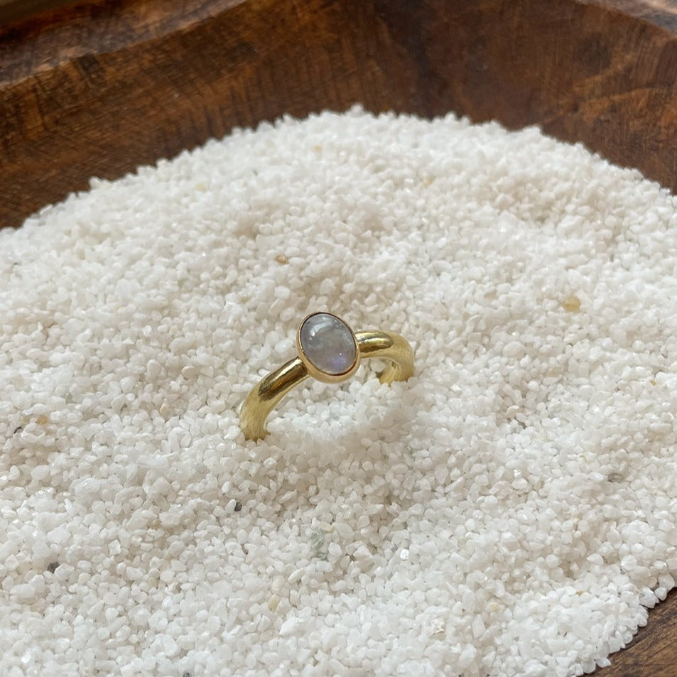 ADJUSTABLE GEM STONE STACKING RING