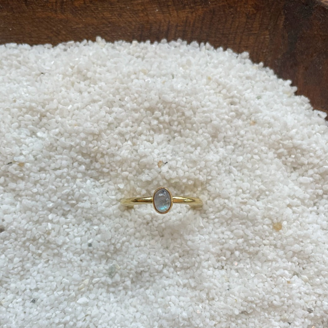 ADJUSTABLE GEM STONE STACKING RING