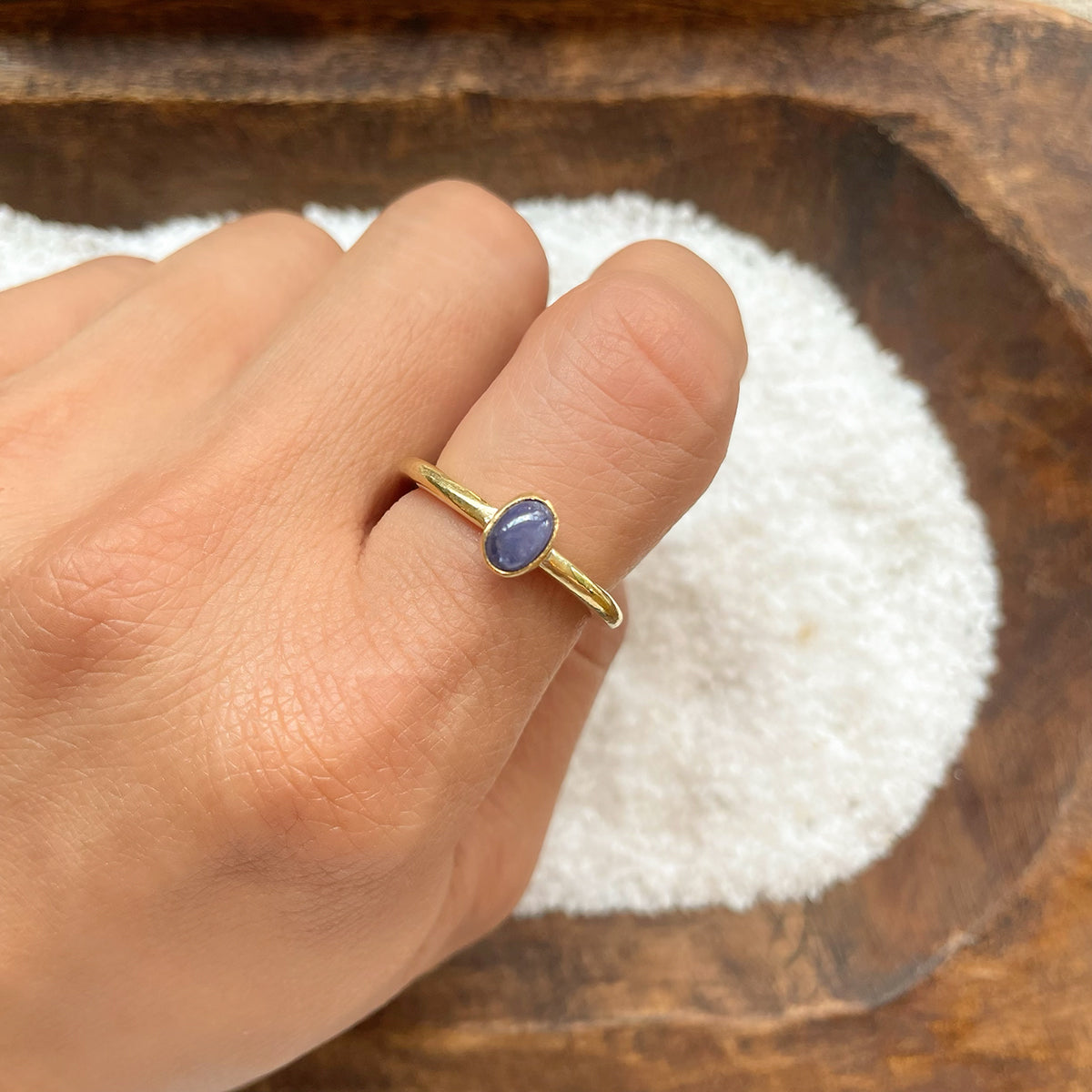 ADJUSTABLE GEM STONE STACKING RING