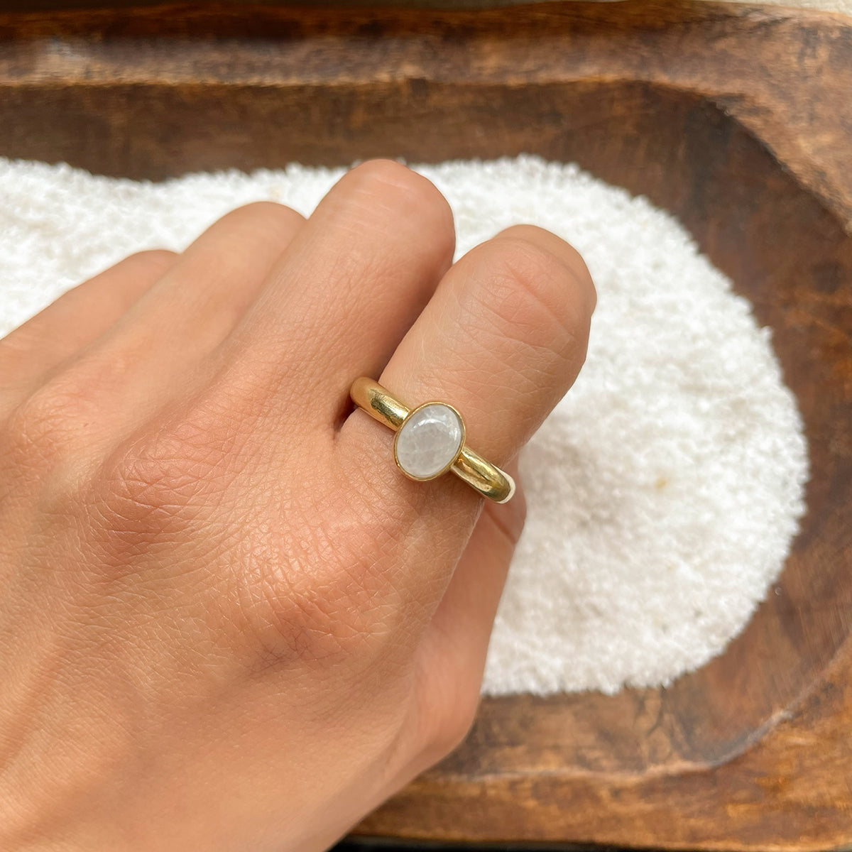 ADJUSTABLE GEM STONE STACKING RING