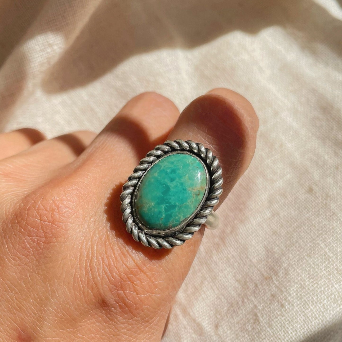 KINGMAN GREEN TURQUOISE ADJUSTABLE RING
