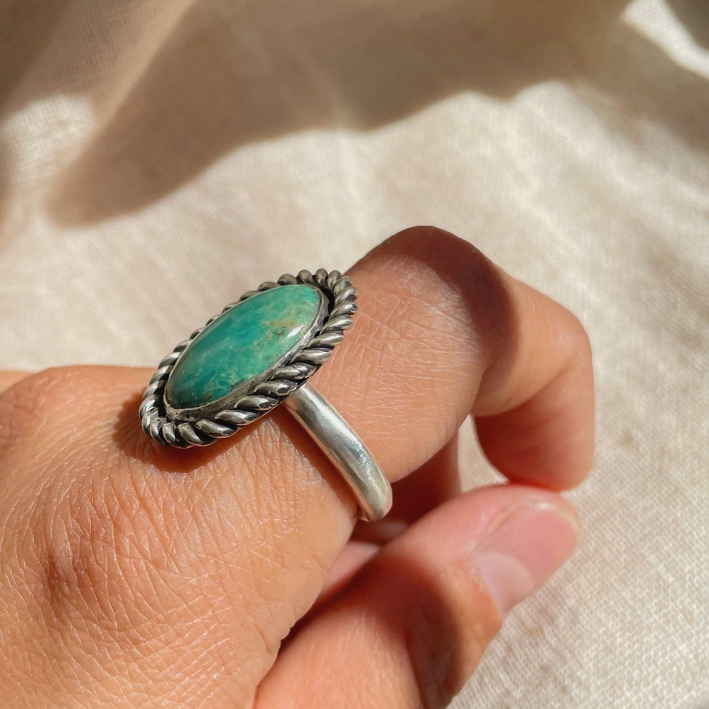 KINGMAN GREEN TURQUOISE ADJUSTABLE RING