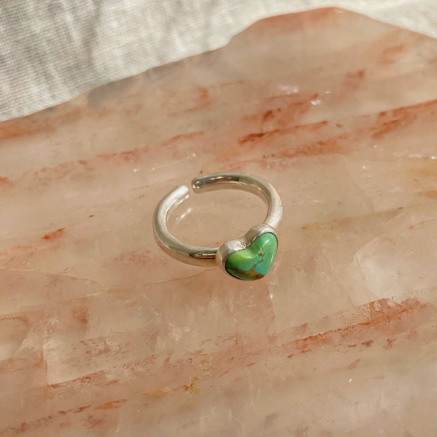 ADJUSTABLE HEART TURQUOISE RING