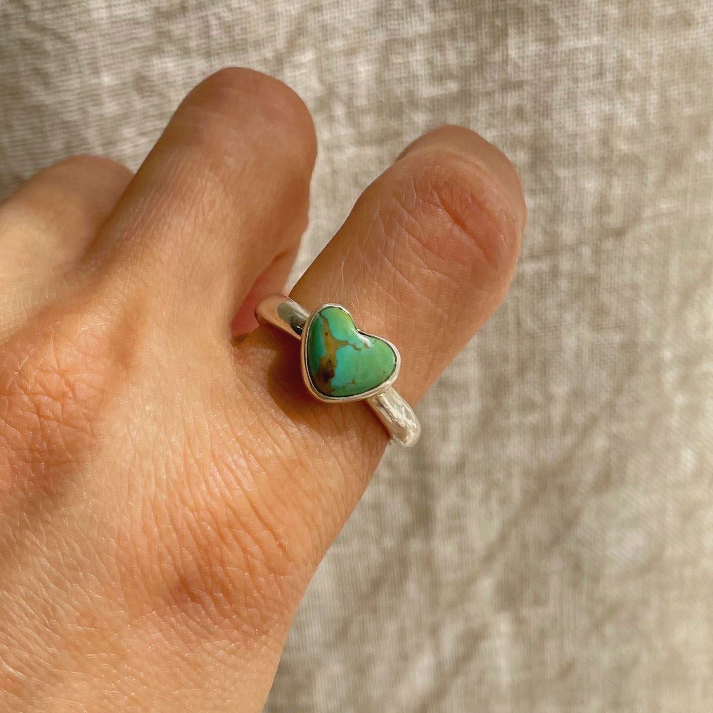 ADJUSTABLE HEART TURQUOISE RING