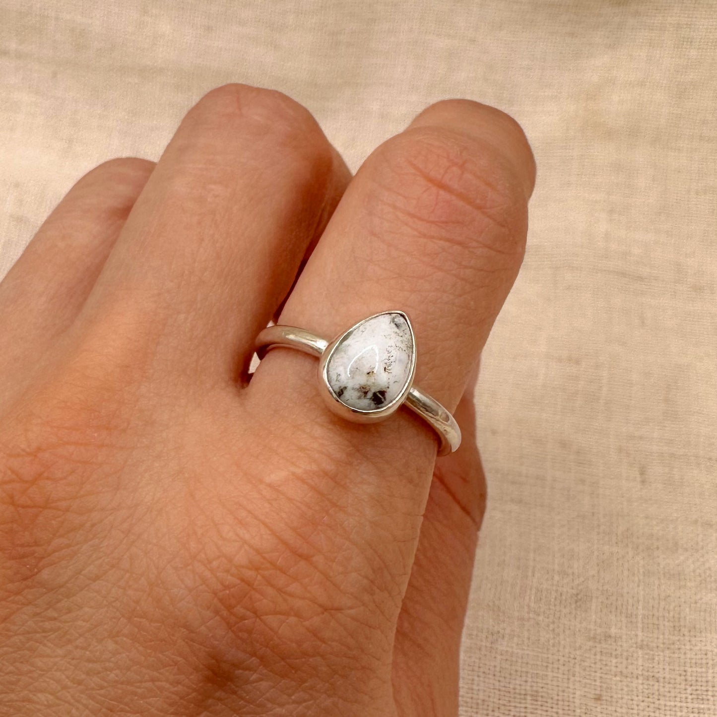 STERLING SILVER WHITE BUFFALO STACKING RING