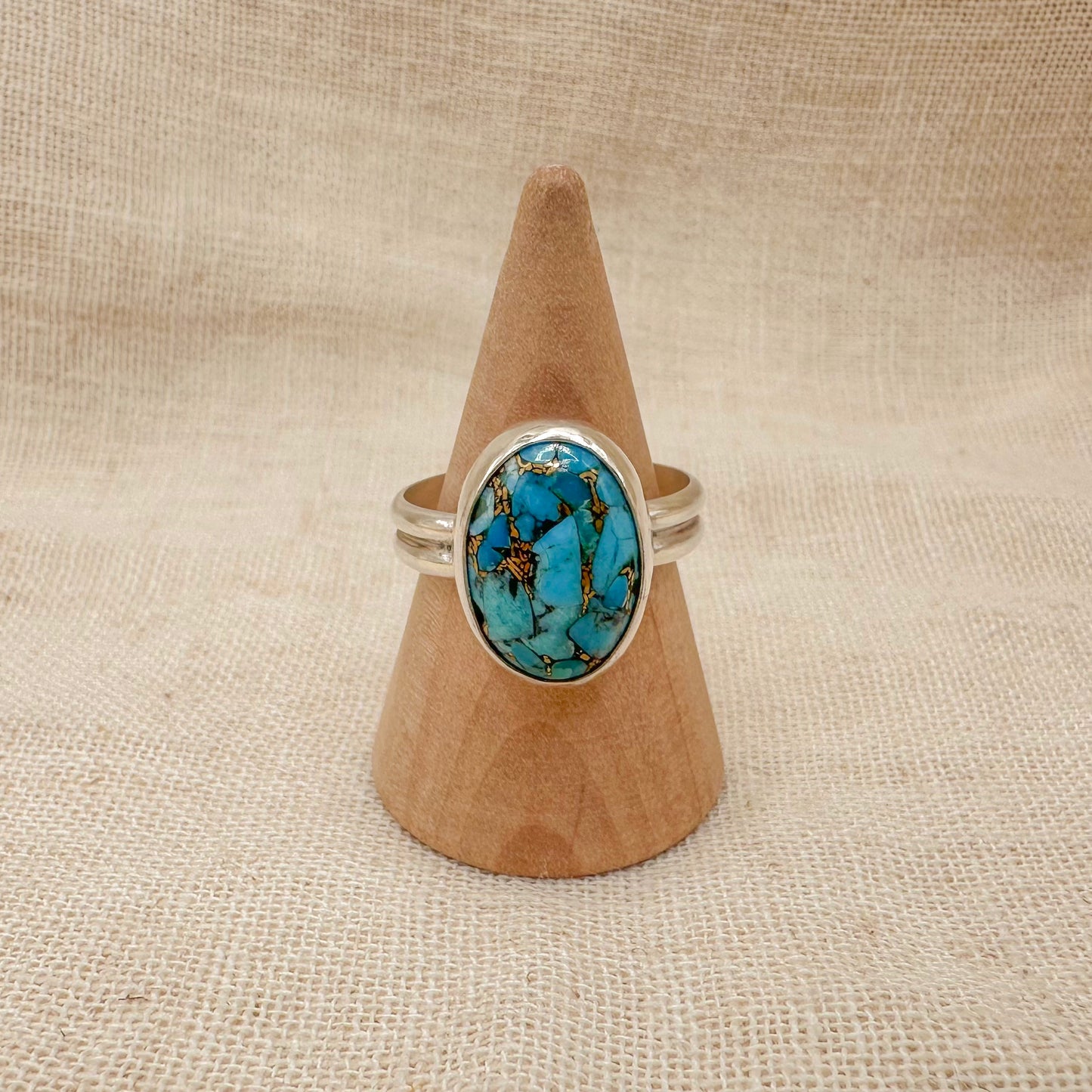 STERLING SILVER MOHAVE TURQUOISE RING
