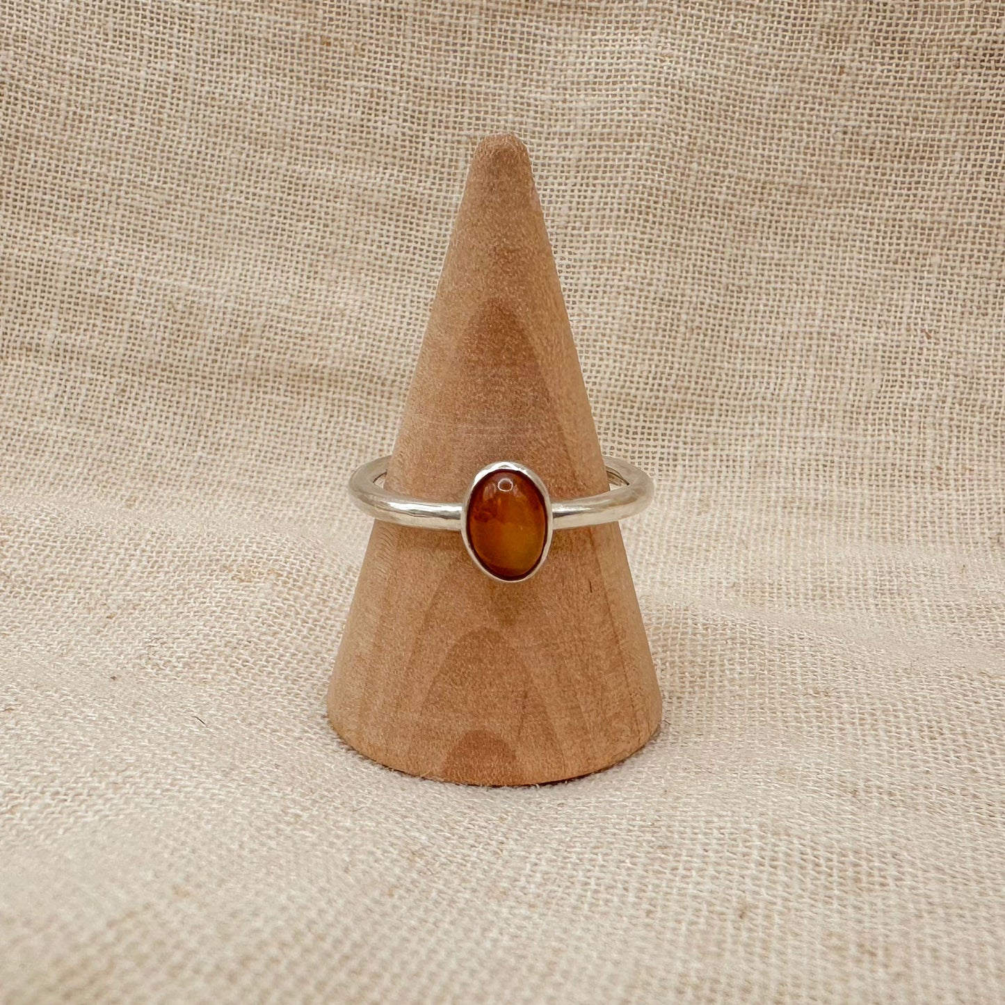 STERLING SILVER ORANGE MOONSTONE STACKING RING
