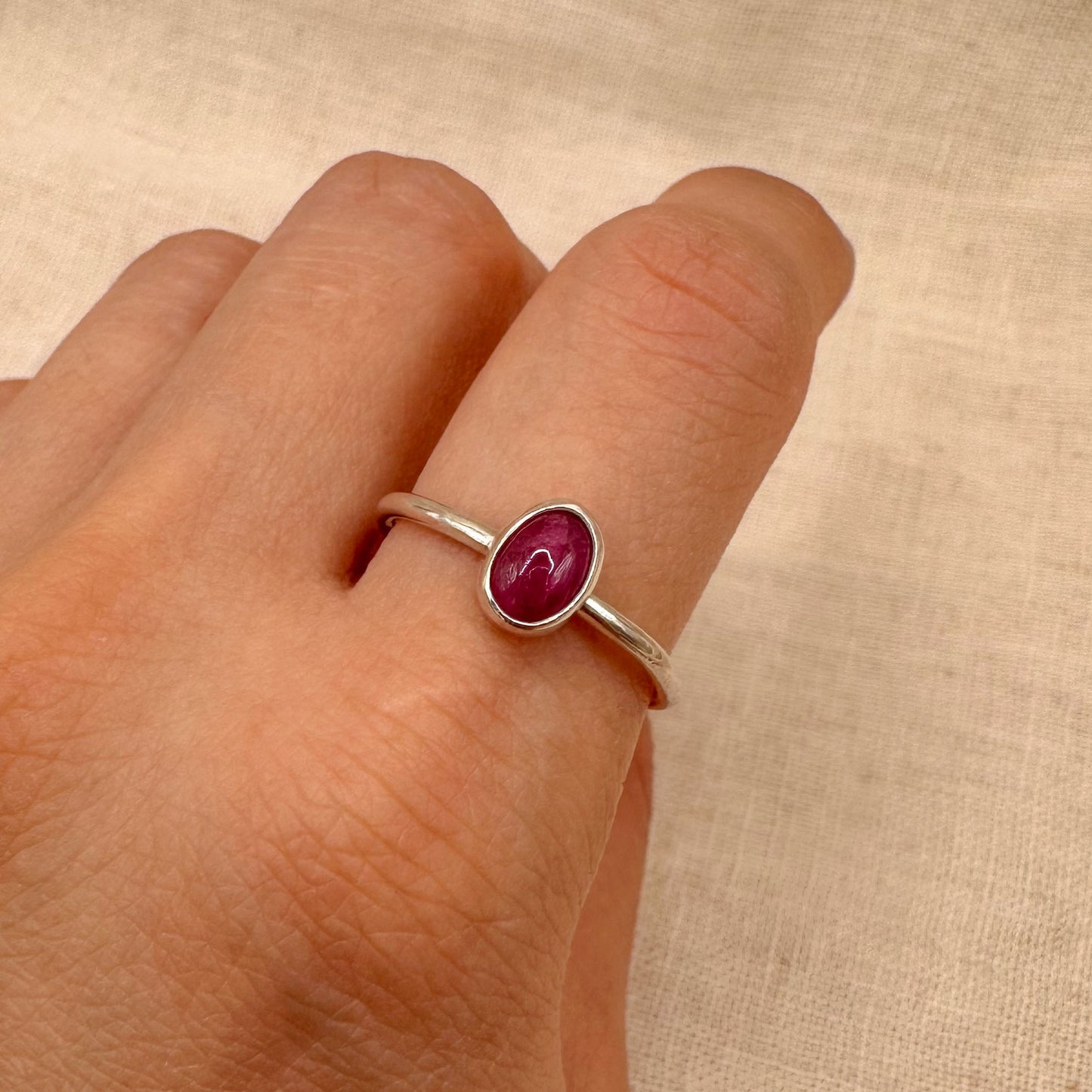 STERLING SILVER RUBY STACKING RING