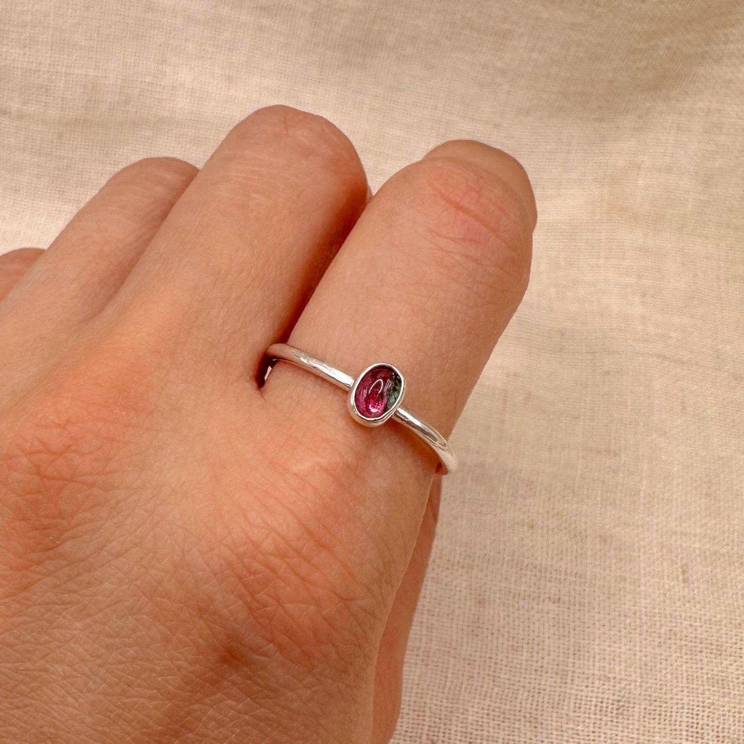 STERLING SILVER TOURMALINE STACKING RING