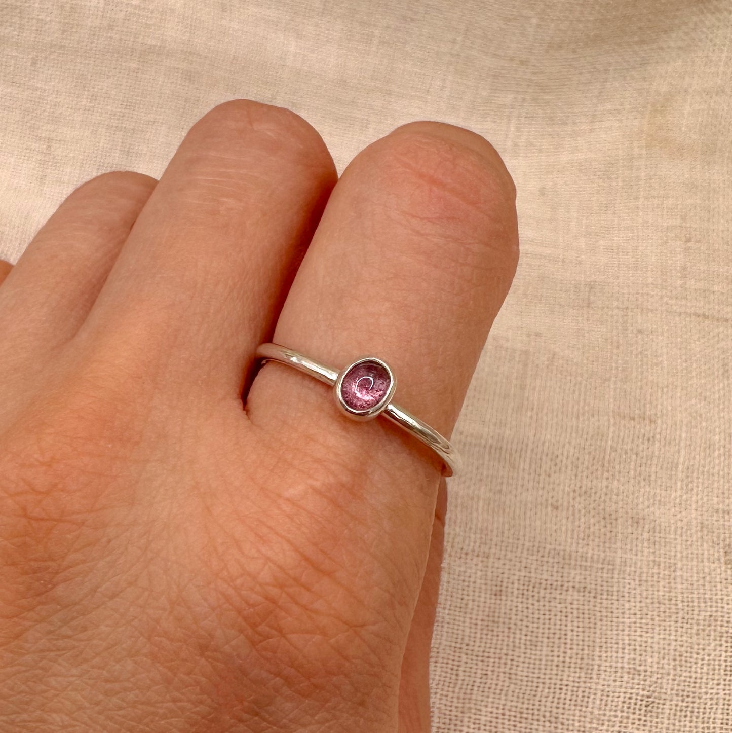 STERLING SILVER TOURMALINE STACKING RING