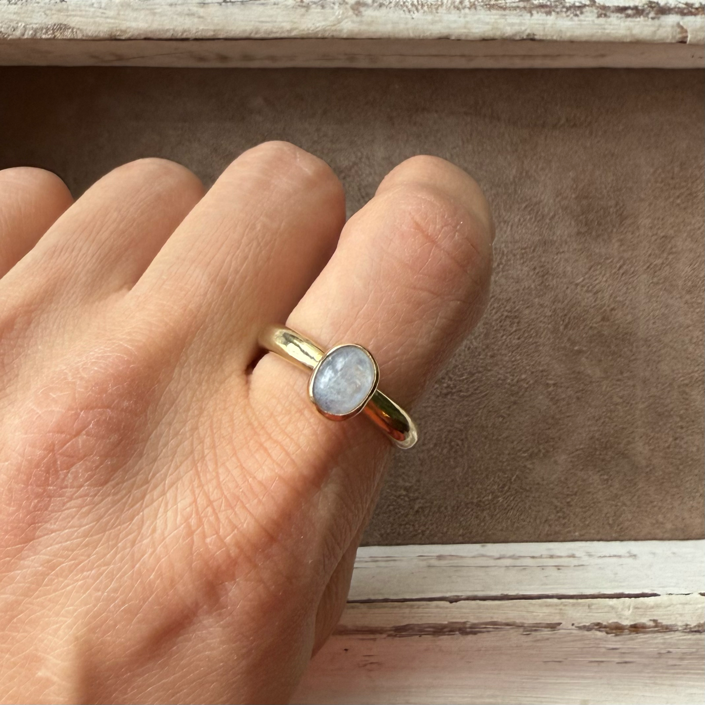 ADJUSTABLE GEM STONE STACKING RING
