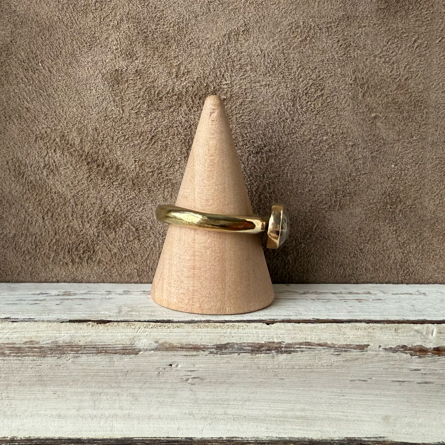 ADJUSTABLE GEM STONE STACKING RING
