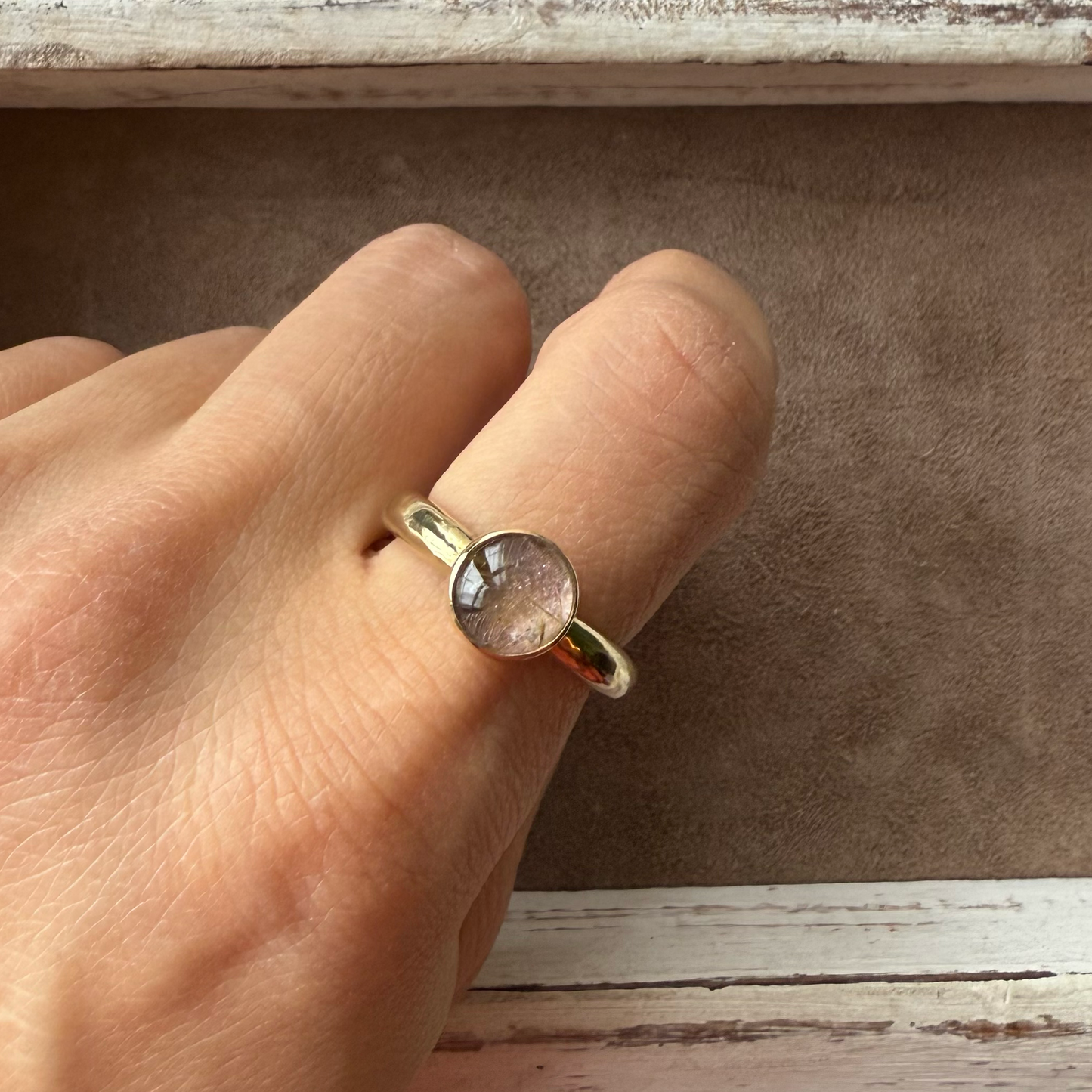ADJUSTABLE GEM STONE STACKING RING