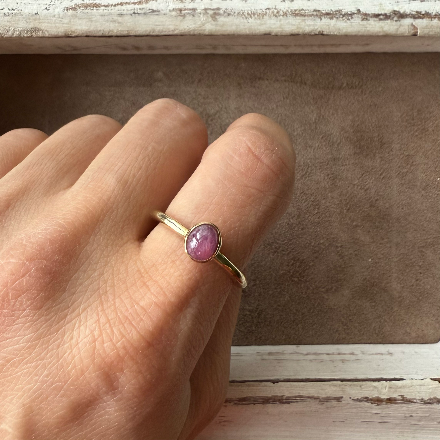 ADJUSTABLE GEM STONE STACKING RING