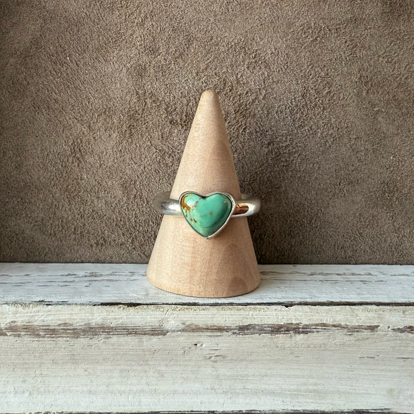 ADJUSTABLE HEART TURQUOISE RING