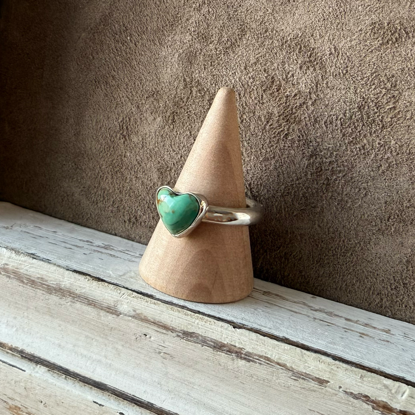 ADJUSTABLE HEART TURQUOISE RING