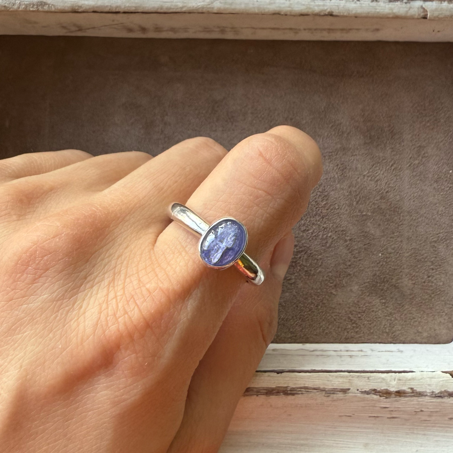 ADJUSTABLE GEM STONE STACKING RING