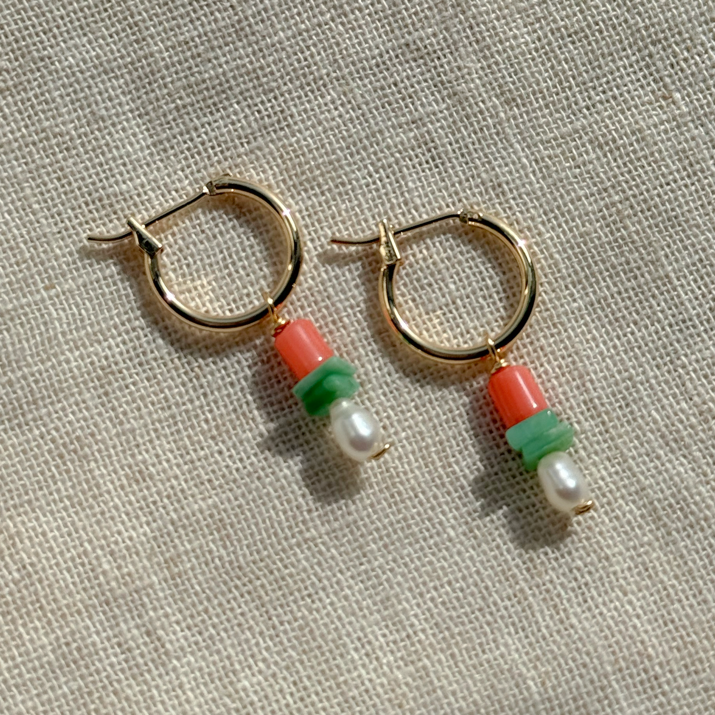 GEMSTONE DANGLE HOOP EARRINGS