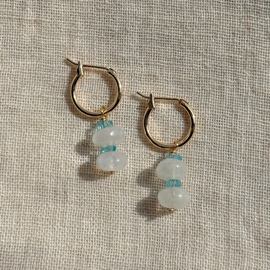 GEMSTONE DANGLE HOOP EARRINGS