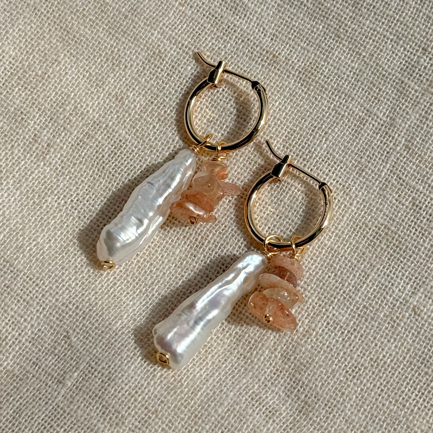 GEMSTONE DANGLE HOOP EARRINGS